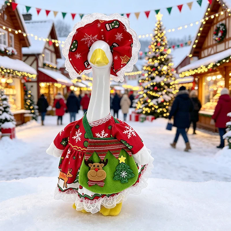 Holiday-themed porch goose costume 23 inches Christmas Halloween Thanksgiving large white goose yard decoration