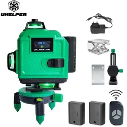 UHELPER 16 linee 4D livello Laser 2 batterie linea verde autolivellante 360 livello Laser Super potente orizzontale e verticale