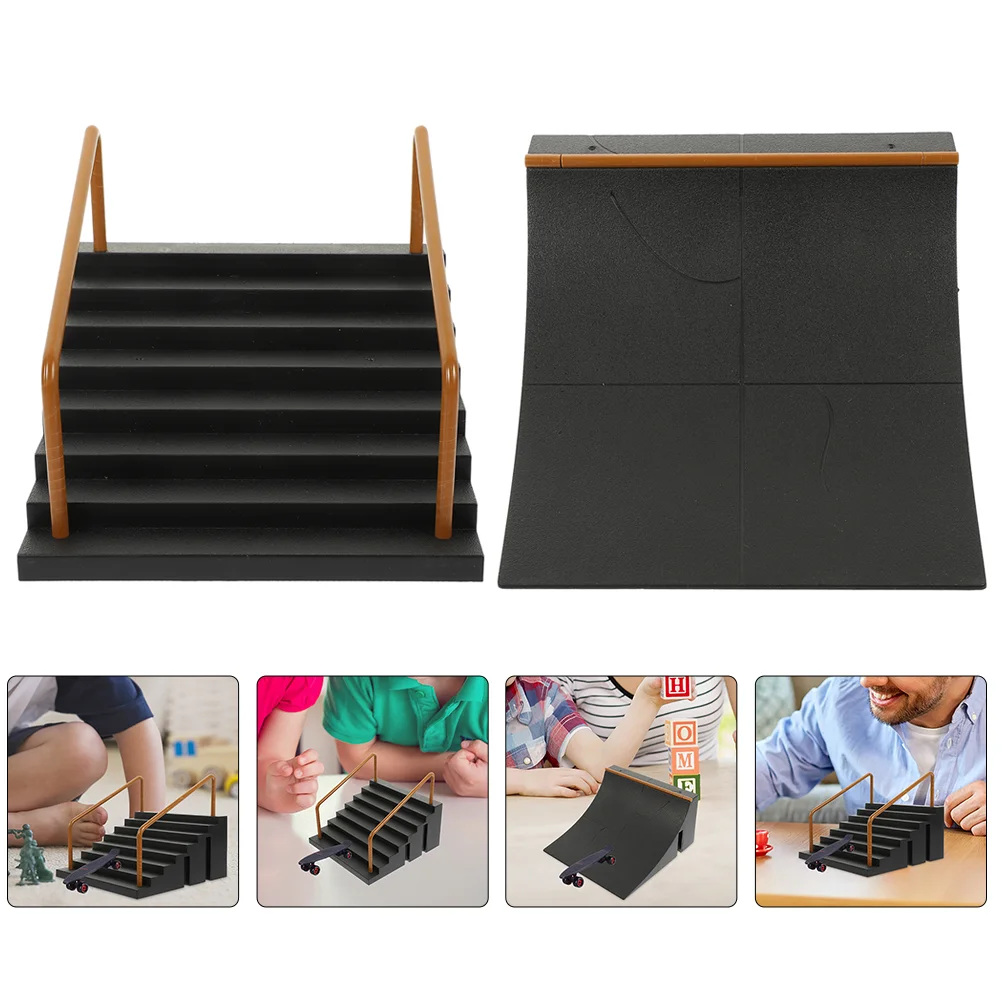 2 Pcs Finger Skateboard Accessories Ramps Obstacle Plastic Plaything Park Kit Part Man Child