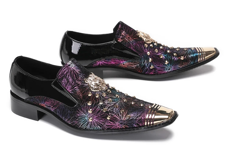 BOARD Herbst Herrenschuhe Spike Luxuriöse Persönlichkeit Bankett Niete Tigerkopf Druck Formelle Kleidung Schuhe – Detail 29