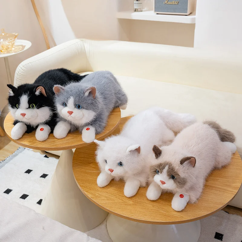 Simulatie Ligge gevoelig Houding Katten Marionet Knuffels Gevuld Zacht Dier Kat Poppen voor Kinderen Baby Verjaardagscadeautjes Home Decor
