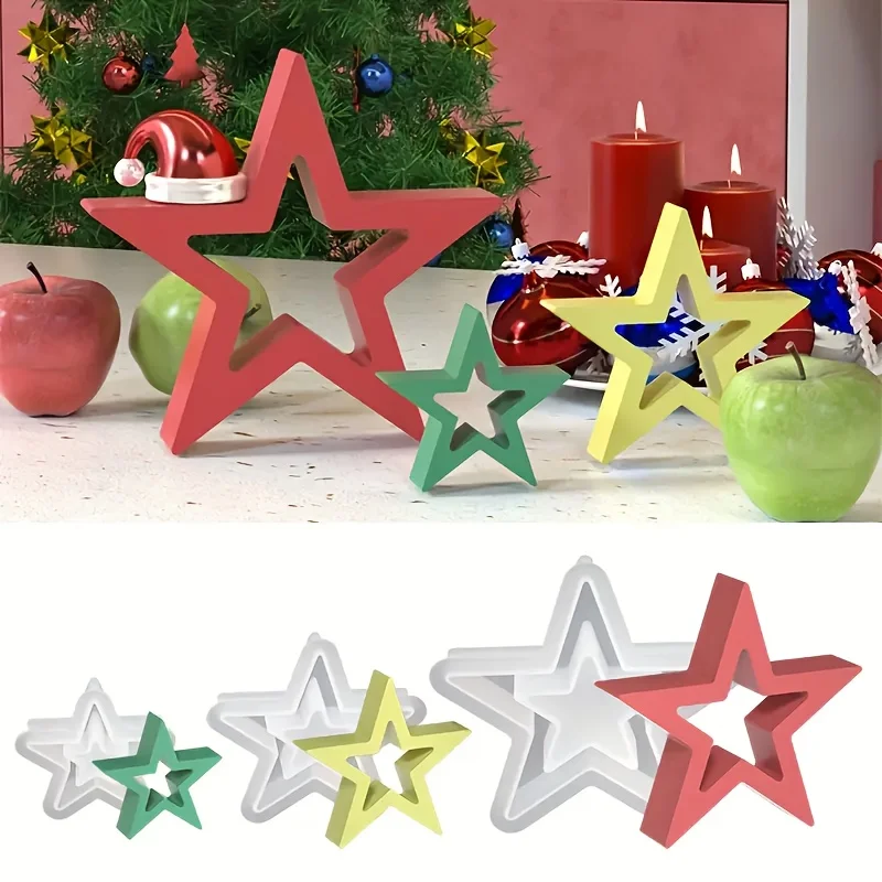 3PCS Star-Shaped Silicone Casting Molds for DIY Crafts