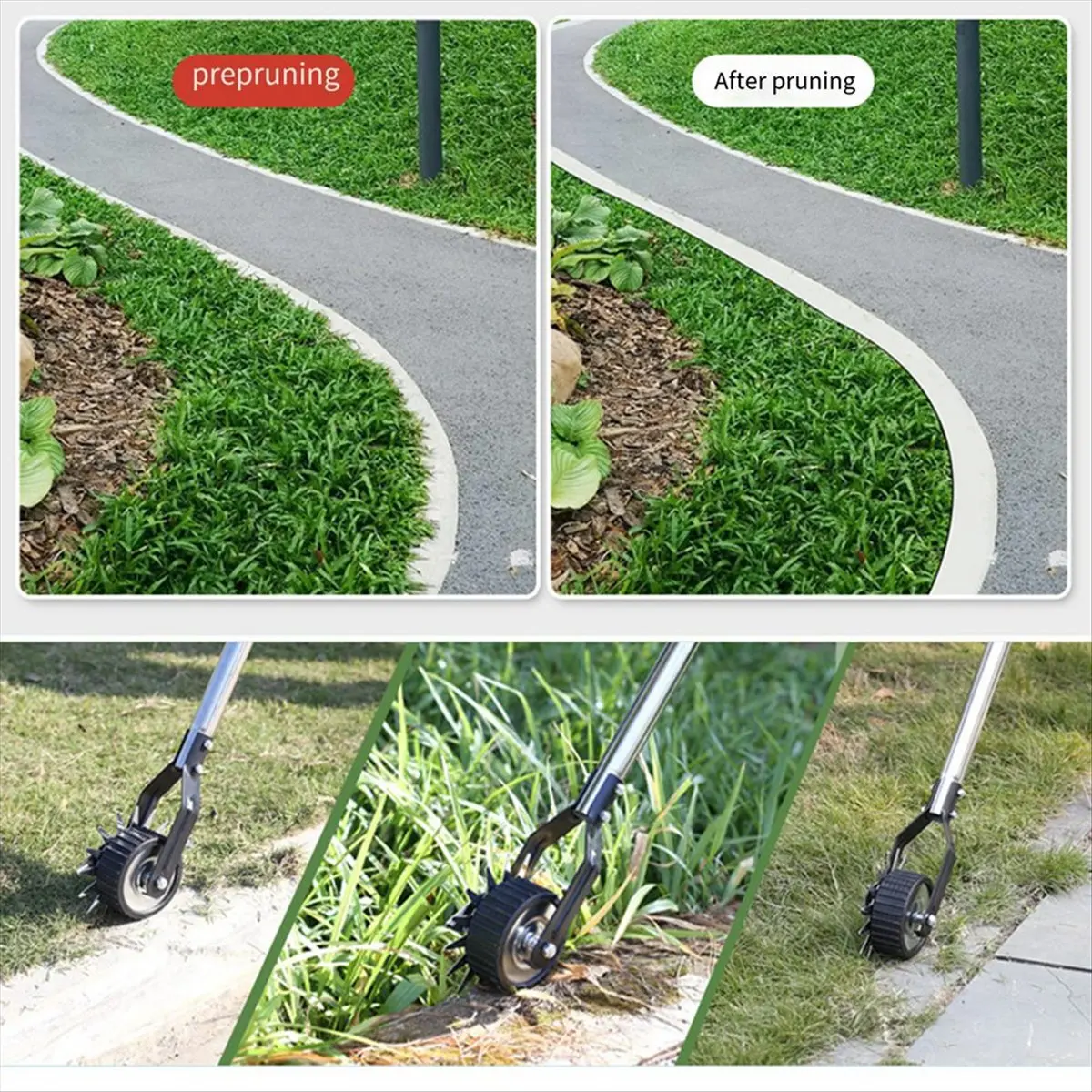 ABNH Edger Lawn Tool, Hand Manual Lawn Edger, Wheel Rotary Trimmer Grass Edger Shear for Garden Sidewalk ( 1.6m)