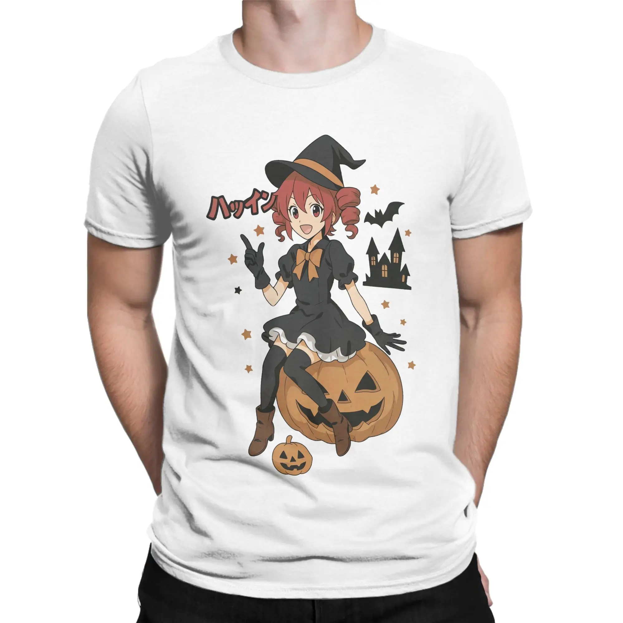 Men's T-Shirts Halloween Kasane Teto Witch Cool 100% Cotton Tees Short Sleeve  T Shirt O Neck Clothes Birthday Gift