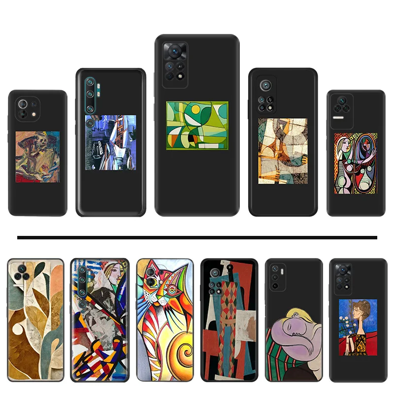 Phone Case for Redmi A3 A3X A2 A1 Plus Note11 11s Xiaomi 14 Pro 11T 11 Lite K60 K50 K40 CC9 Picasso Painting Matte Back Cover