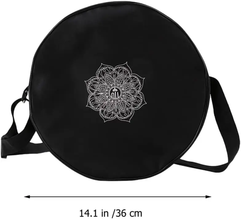 Yoga Wheel Bag Nylon Black Mandala Flower Yoga Circle Bag Large Capacity Double Zipper Pilates Wheel Backpack Fitness Sport Bag