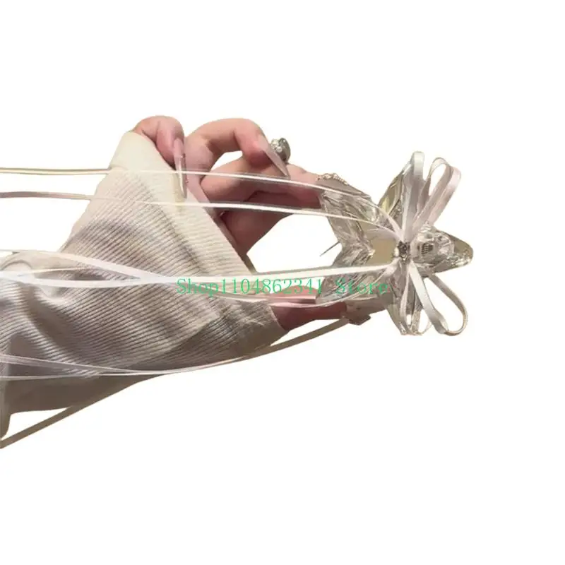 

5asd Star Acrylic Hair Claw Secure Grip Hair Clip With Trendy Ribbons Decors Fashion Hair Accessory For Daily Styling Use