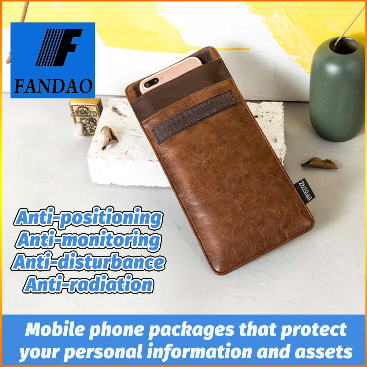 Mobile phone anti-radiation positioning signal monitoring interference mobile leather bag Isolation Prevent degaussing scan bag