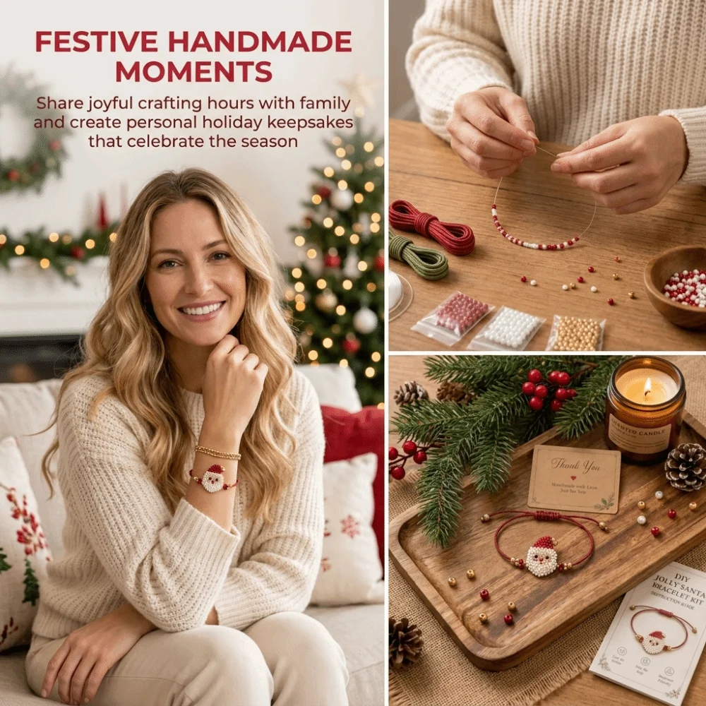Creative Handmade DIY Bracelet Making Kit Bead Snowman Hand Jewelry Craft Set Gift Box Animal Design Christmas Bracelet Kit Girl
