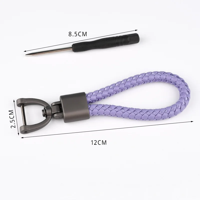 High-Grade Keychain for Men Women Rotatable Key Chain Luxury Hand Woven Leather Horseshoe Buckle Car Key Ring Holder Accessories