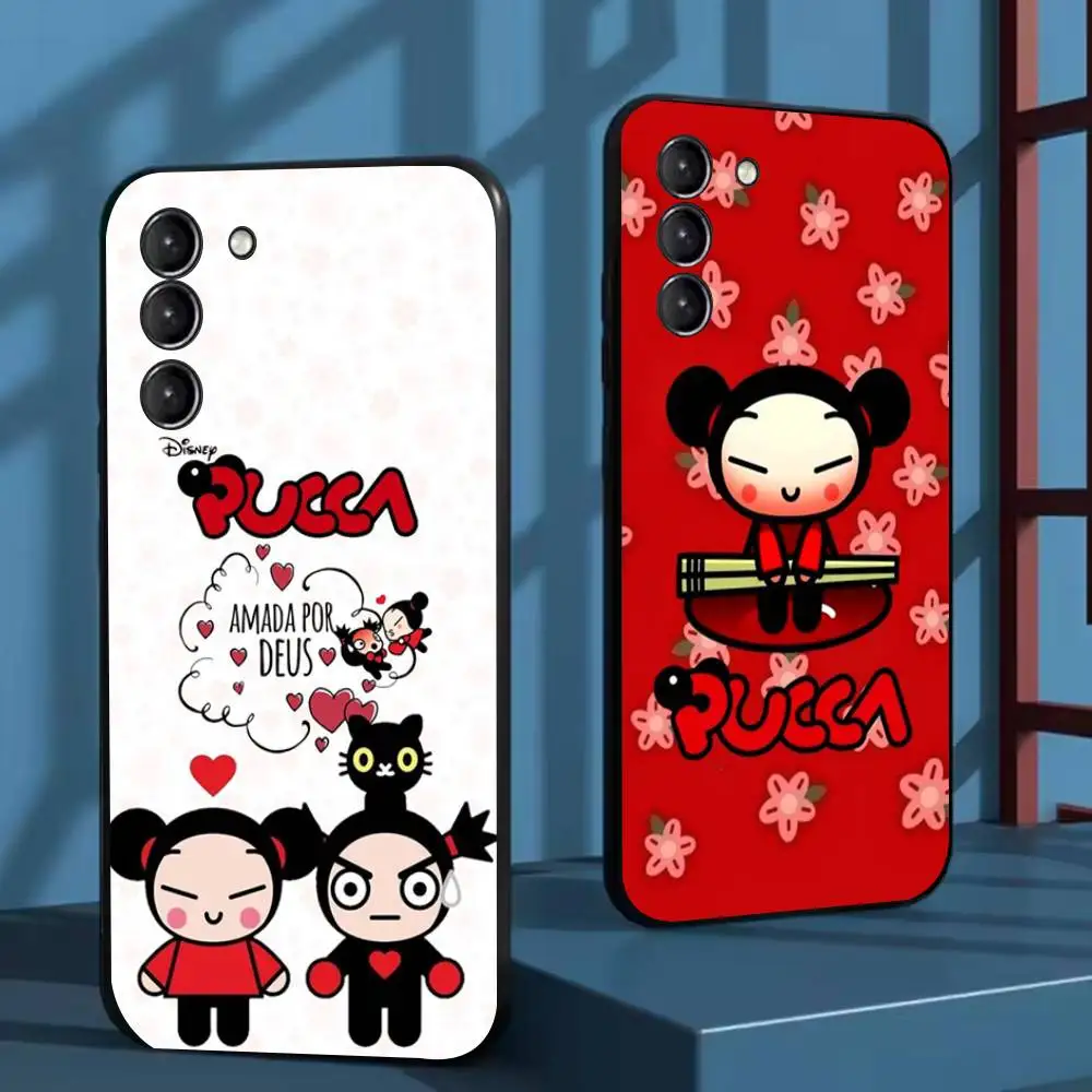 

Cartoon P-Pucca Phone Case For Samsung Galaxy A 91,80,73,72,71,53,52,51,22,5G Shockproof Soft Black Cover