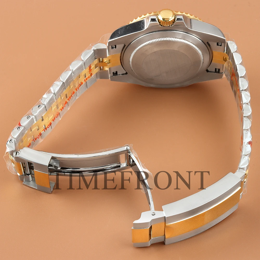 40mm NH35 Gold Watch Case Dark Blue Ceramic Bezel Sapphire Glass For SUB GMT NH34 NH35 NH36 NH38 Movement Oyster/Jubilee Strap