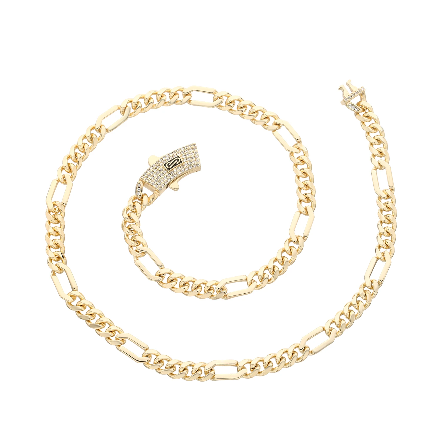 

14K Gold Plated Brass Box Chain Necklet with Cubic Zirconia 6mm 8mm 10mm 45-55cm Trendy Unisex Fashion Jewelry