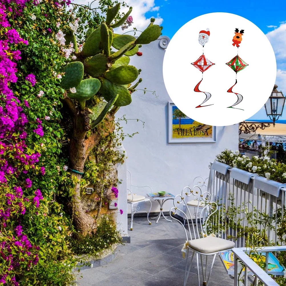 

2Pcs Durable Christmas Windmills Diamond Shape Pendants for Outdoor Tree Decoration Party Christmas Windmills Bright Pinwheel