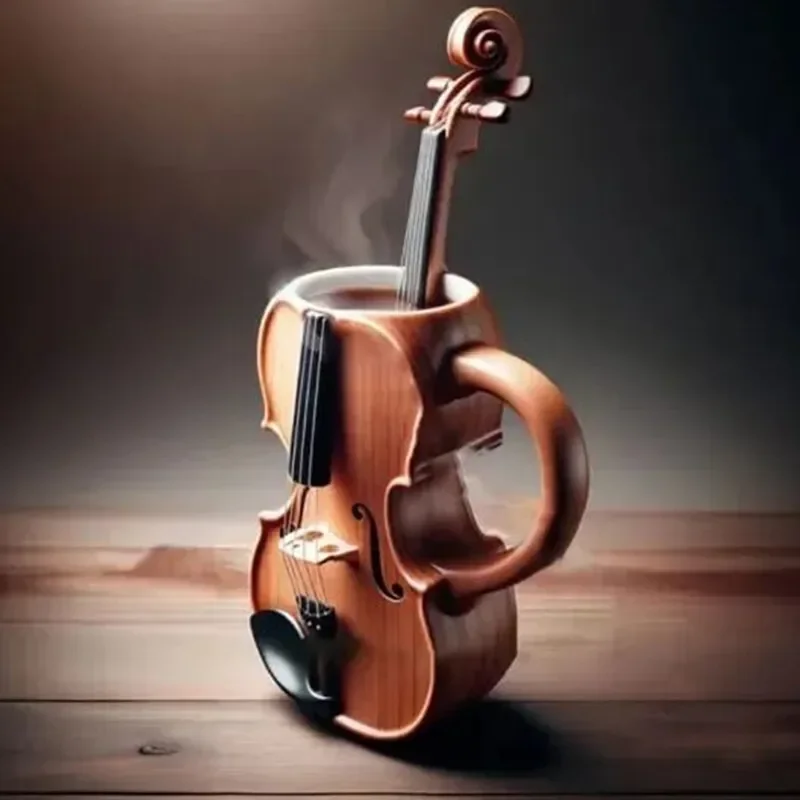 New Unique Musical Instrument Coffee Mug Creative 3D Saxophone Violin Cup Novel Mugs Milk Cup High-End Gift Desktop Ornaments