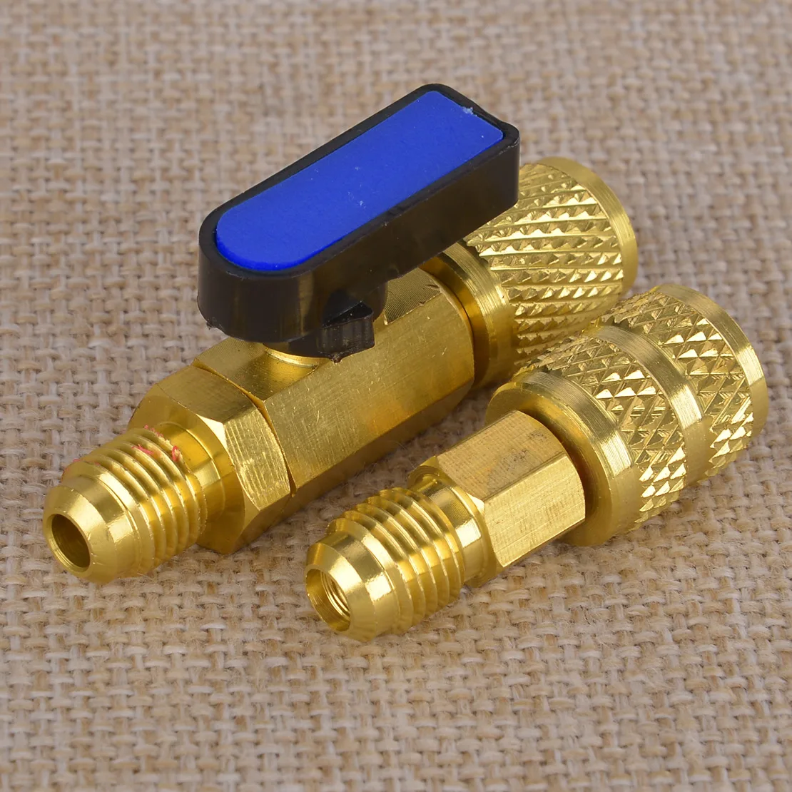 Straight Shut Off Reliable Refilling Ball Valve 1/4'' SAE Adapter fit for HVAC R134A R22 R12 R410A