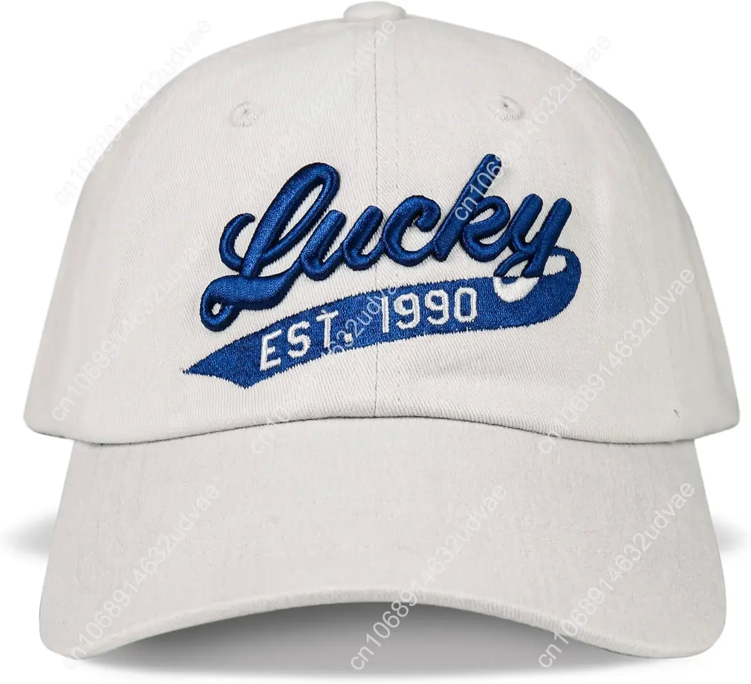 

Lucky 1990 Cotton Embroidered Baseball Cap with Adjustable Straps for Men and Women (One Size Fits Most)