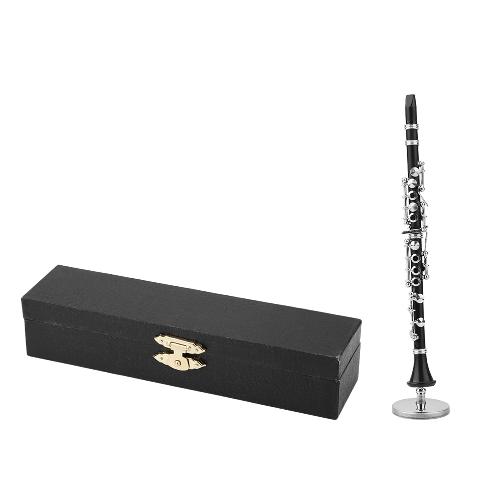 Clarinet Model Compact Size Wind Instrument Gift Metal Material  Appearance with Exquisite Box for Offices for Study Room