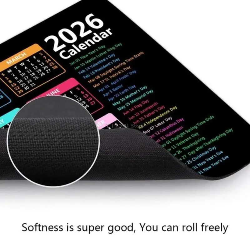  2026 Desktop Calendar Mouse Pad Durability Rubber With Anti Slip Base For Precise Mouse Movement