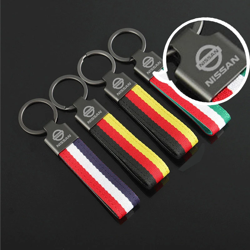 Nylon Webbing Car Keychain Holder Key Rings Women Gift Accessories For Nissan 370Z Almera Leaf Livina X-Trail Sylphy Teana Tiida