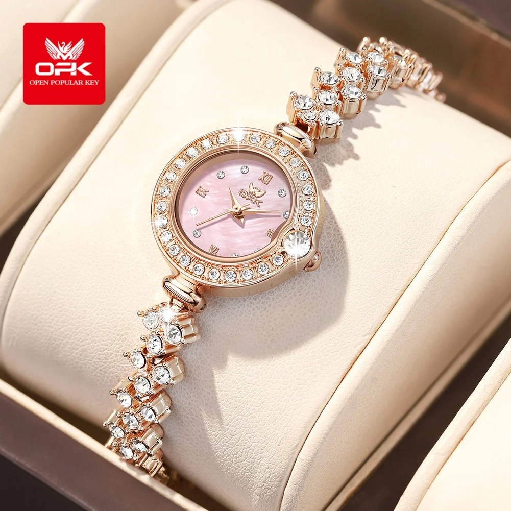 OPK Brand Fashionable Diamond Inlaid Women's Watch Waterproof Small Dial Women's Bracelet Women's Watch 6054