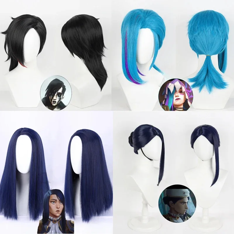 

Game Arcane Season 2 Vi Jinx Caitlyn Cosplay LOL Wig Synthetic Hair Halloween Carnival Role Play Props Accessories for Women Men
