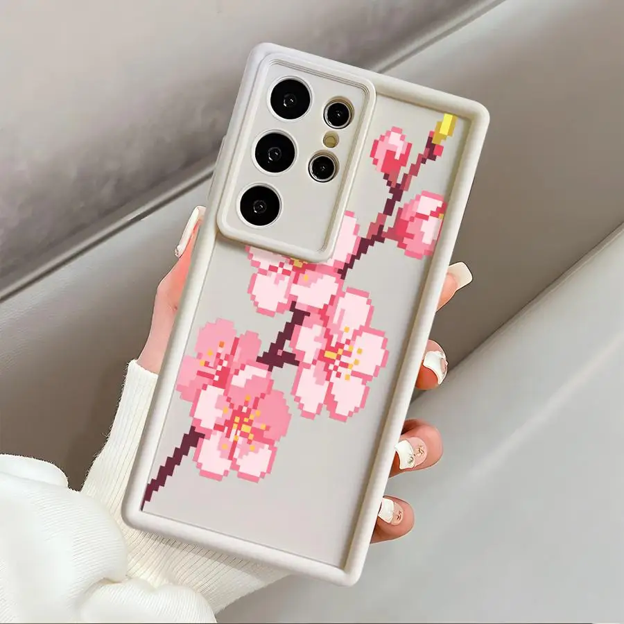 Cartoon Cherry Blossoms Phone Cover Case for Samsung Galaxy S26 Ultra S24 Plus S23 FE S25 Edge S22 S20FE S24Ultra S25 S21