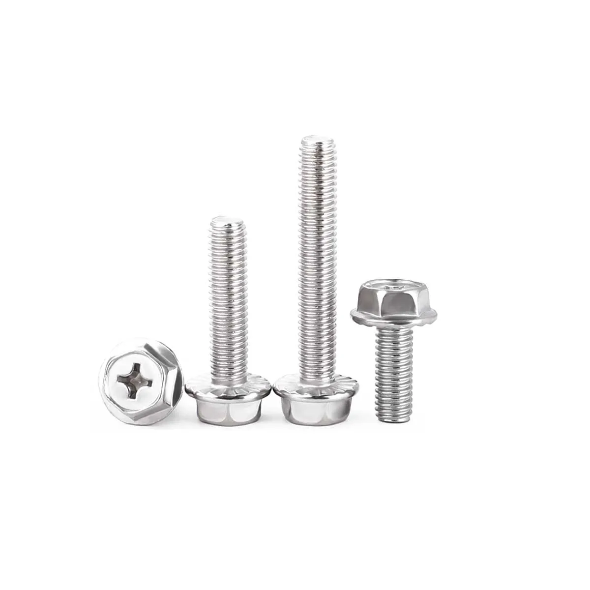 304 Stainless Steel Cross Flange Screw/External Hexagonal Bolt With Anti Slip Gasket And Serrated Screw