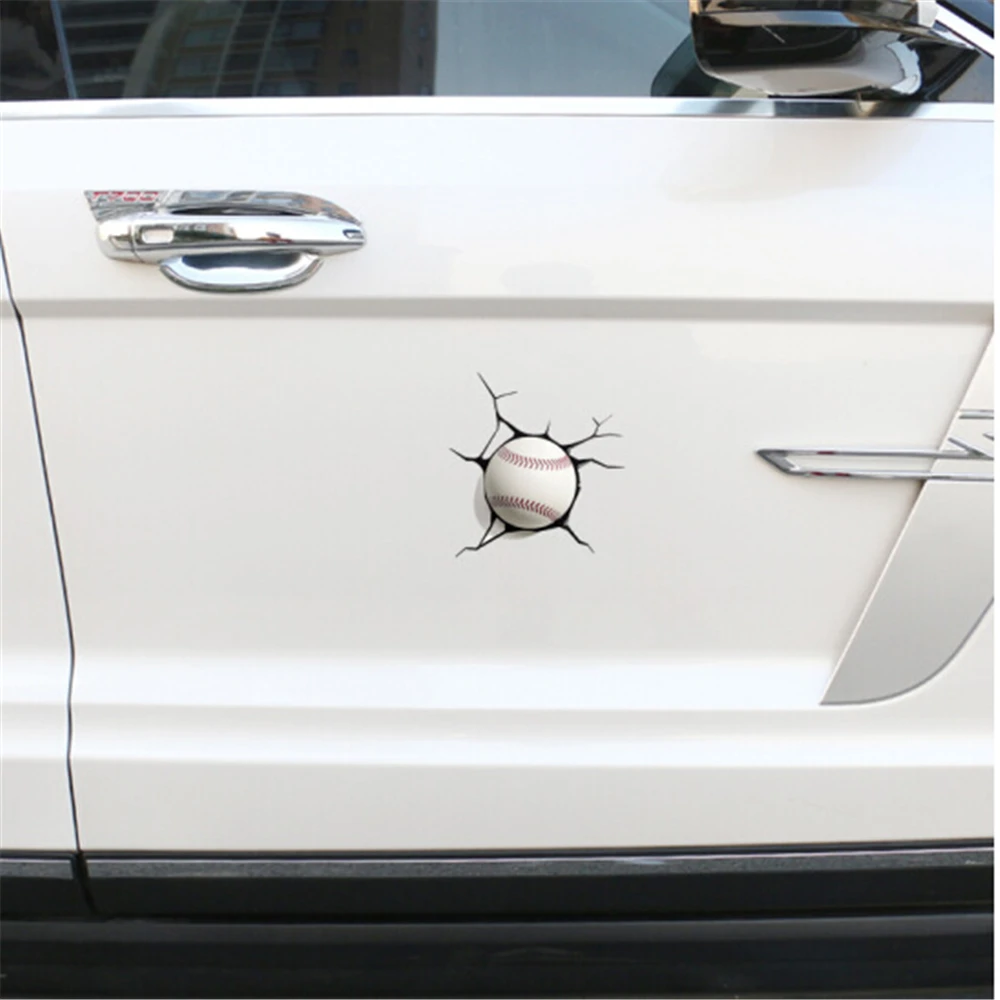 Creative 3D Car Sticker Baseball Hit Window Cars Auto Waterproof Styling Decal Motorcycle Bumper Window Door Body Decorations