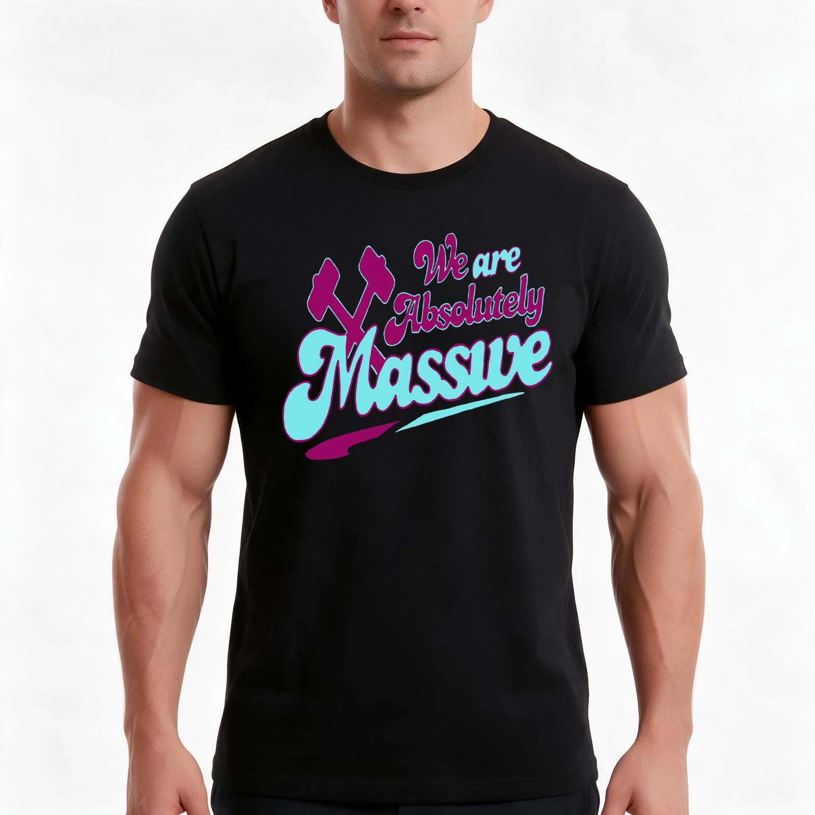 We are massive T-Shirt, Summer Casual Cotton Tee, Oversized Streetwear Tops, Vintage Graphic Print, Loose Fit Short Sleeve