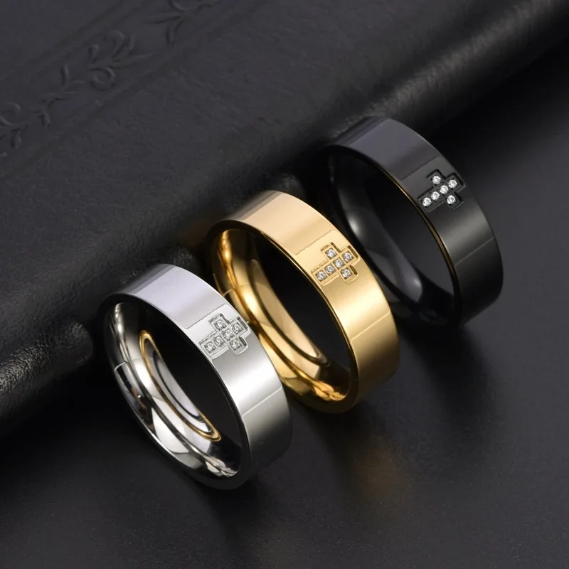 

Stylish and simple smooth cross casual style men's and women's versatile jewelry ring