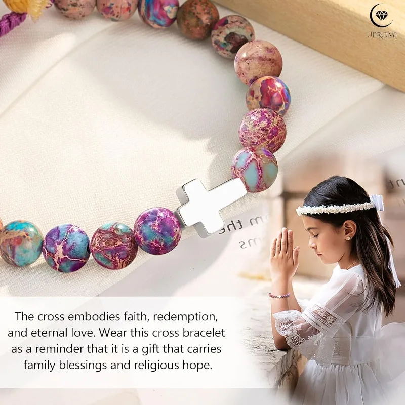 Cross Bracelet for Women Girls Baptism Communion Confirmation Gifts, Kindergarten/Preschool/5th Grade/8th Grade Graduation Gifts