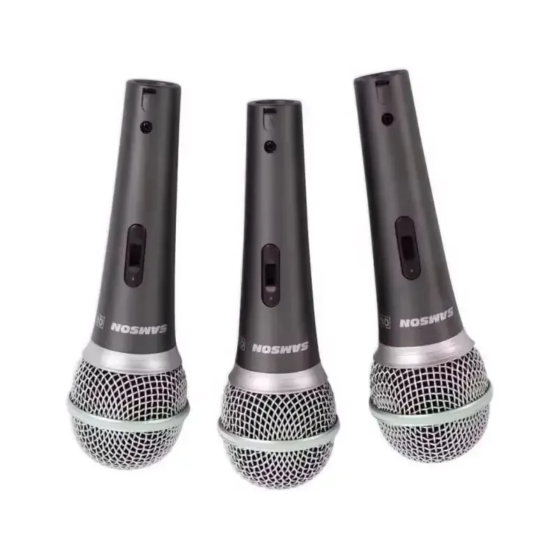 SAMSON Q6 Paquete de 3 Micrófonos Dinámicos de Mano con Patrón Hipercardioide + Clips para Micrófono + Estuche de Espuma para uso profesional en directo y en estudio