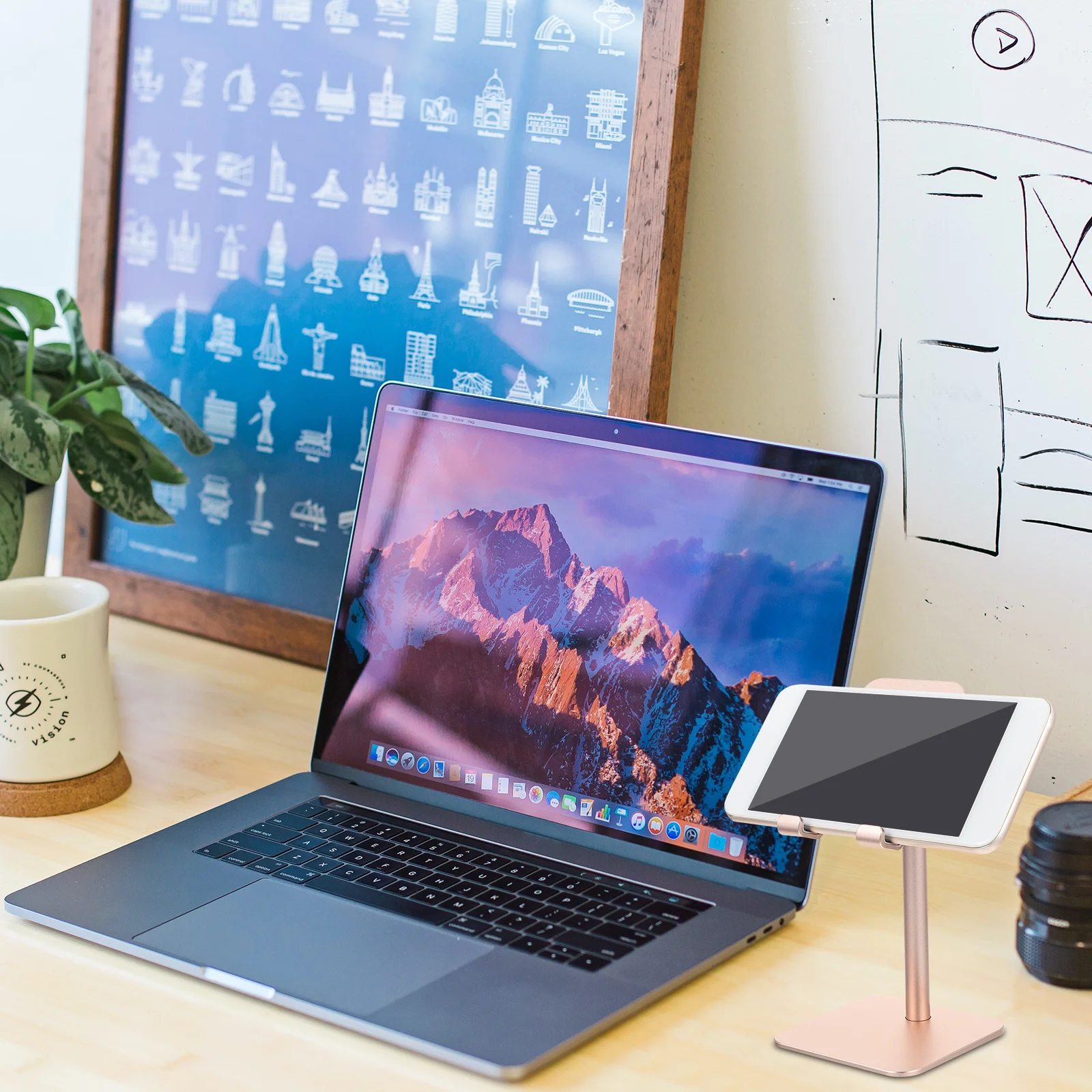 

Регулируемый настольный держатель для телефона, устойчивая противоскользящая подставка для телефона и планшета из алюминиевого сплава для просмотра видео, прямых трансляций