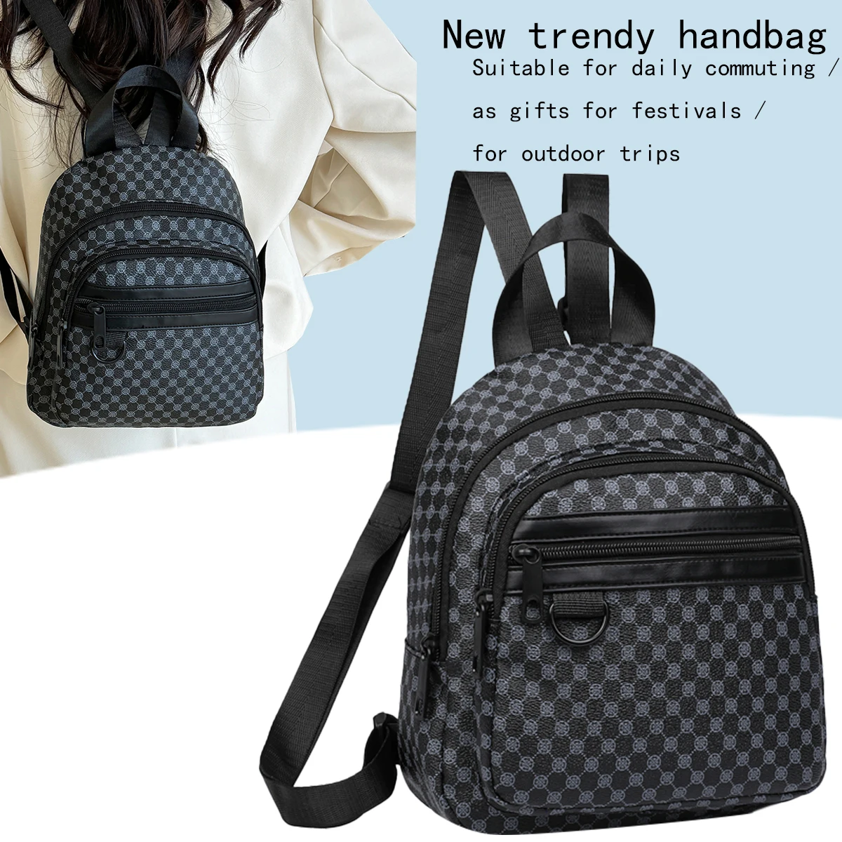 

Шикарный мини-рюкзак с рисунком для поездок на свежем воздухе. Многоцветная легкая повседневная функциональная дорожная сумка с регулируемым ремешком.