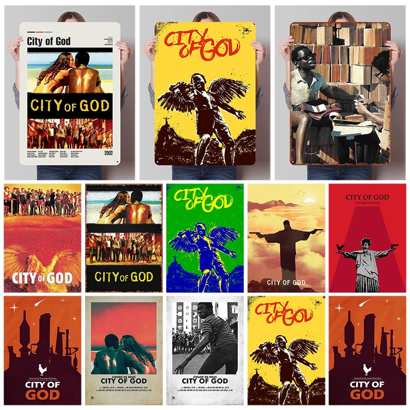 مدينة الله علامات معدنية الفيلم الملصقات ديكورات المنزل مخصص خمر تين تسجيل ل جدار الفن الديكور غرفة ديكور العناصر المعيشة