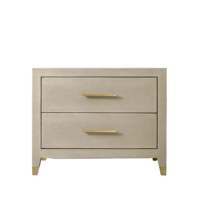 

American retro solid wood bedroom bedside table, edge Italian light luxury modern simple and advanced