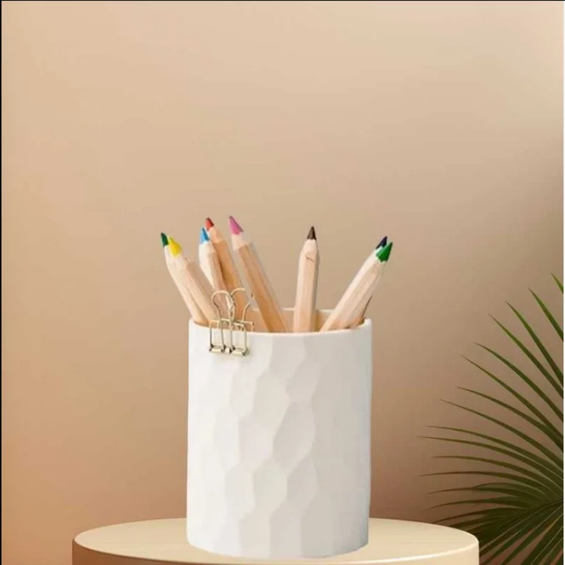 White Silicone Pen Holder Multifunctional Desktop Organizer Cup for Pencil Makeup Brushes Small Utensils Storage