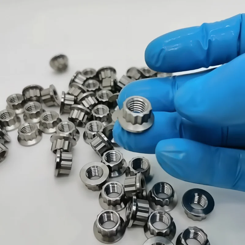 Titanium Flange Hexagonal Nut M4 M5 M6 M7 M8 M10 M12 Flange Twelve-Corner Nut Hexagonal Flange Nut Suitable for Modification DIY