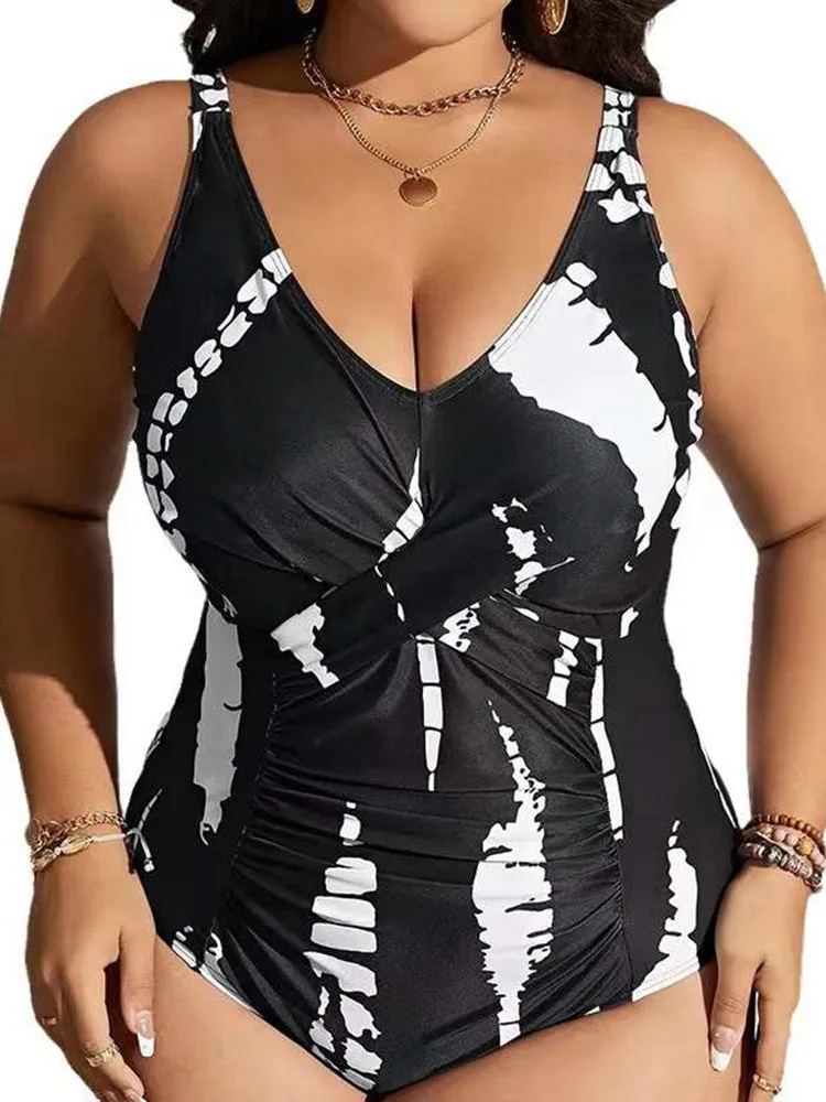 Plus Size Swimsuit Woman One-Piece Bikini Push Up 2024 High Waist Swimwear Women Bathing Suit Beach Swimming Suit Monokini