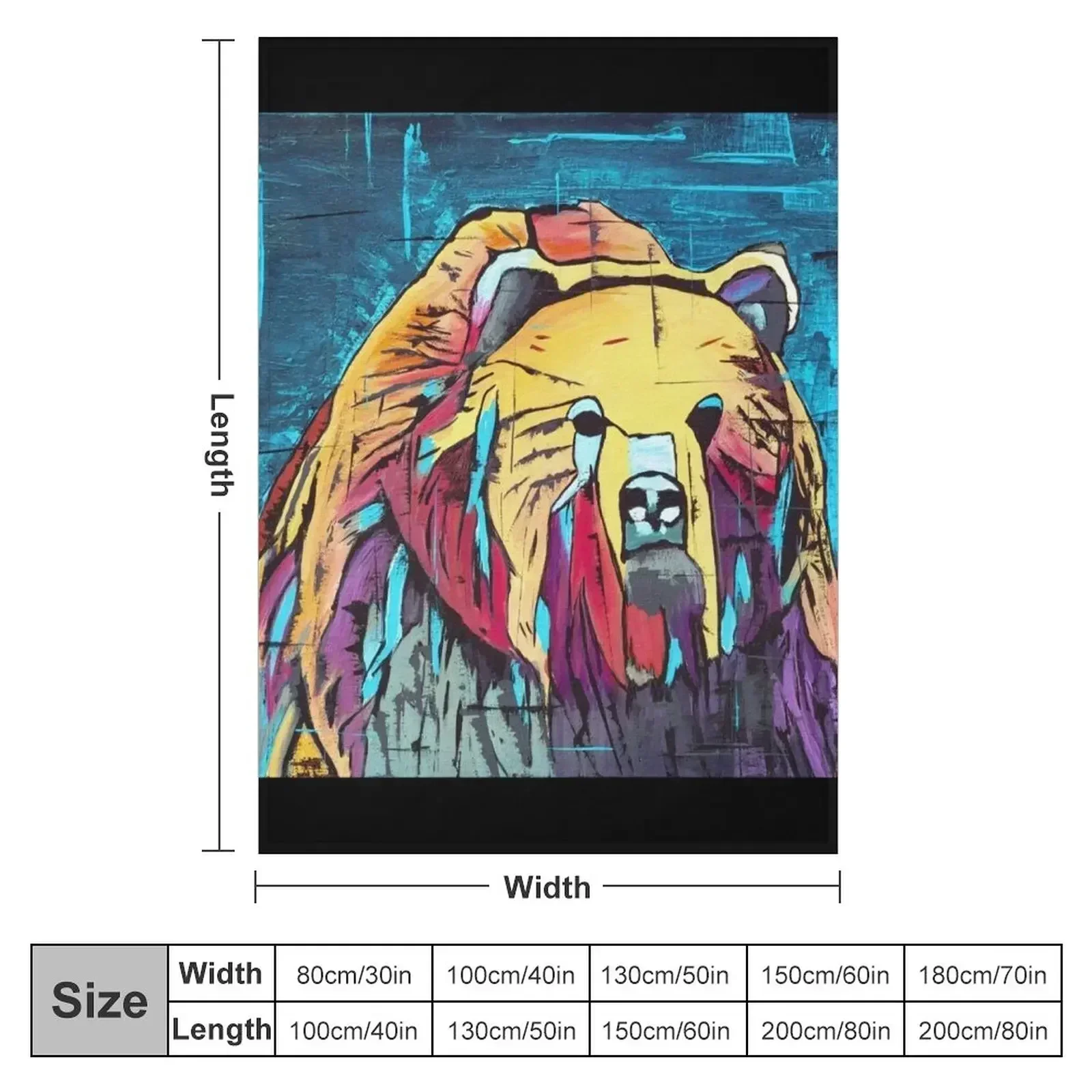 Abstract Grizzly Bear Throw Blanket couch cozy soft plush fuzzy picnic outdoor blanket