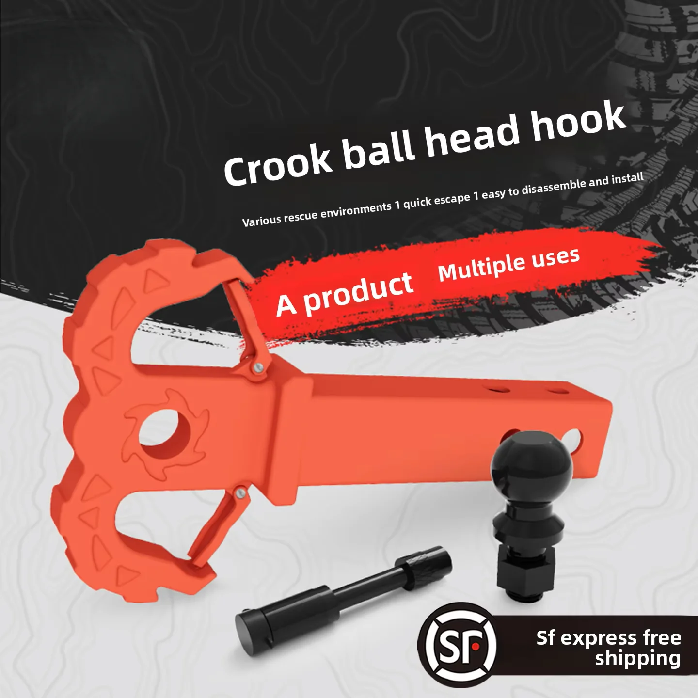 Trailer Hitch Ball Head Trailer Arm Square Base Universal Towing Rv Off-Road Rescue Hook 500kg view 3