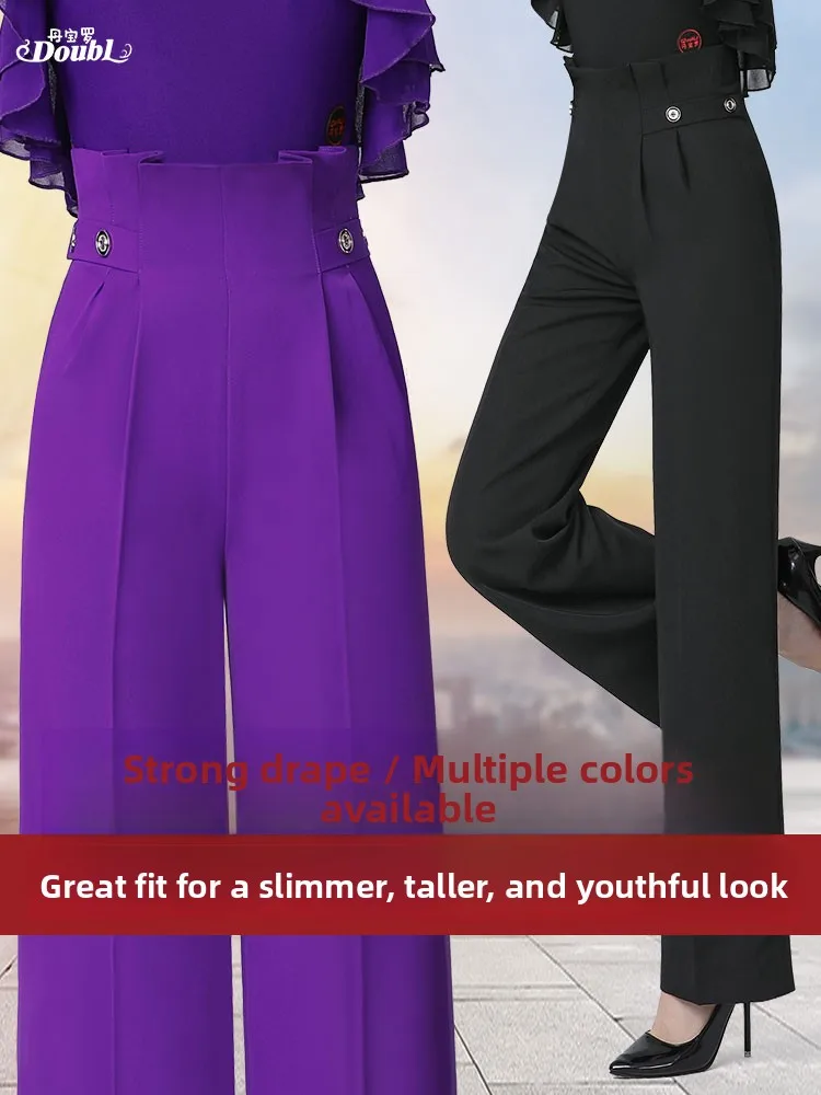 Dantuo Premium Latin Dance Pants Women's Fashioned Ruffle Waist Straight Leg Modern Pants Suitable for All Seasons