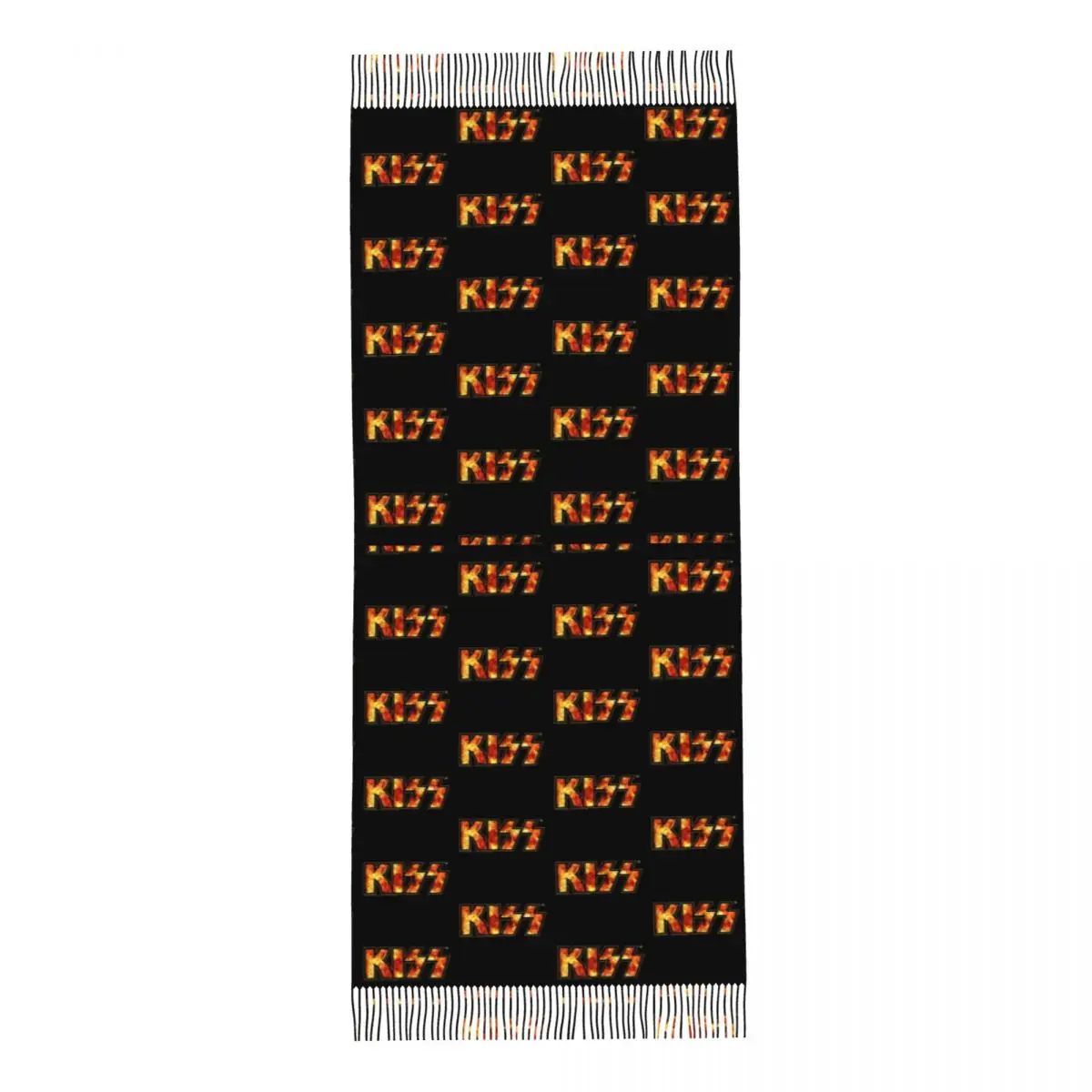 Kiss Band Fire Logo Shawl Wrap Women Winter Warm Large Soft Scarf Pashminas Tassel Scarves