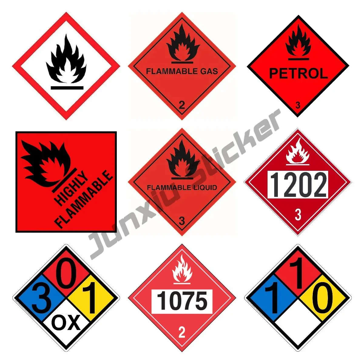 Accuform Hazard Class 3, Flammable 2, Adhesive Viny Placard Decal Danger Material No Smoking Vinyl Water Proof Sticker