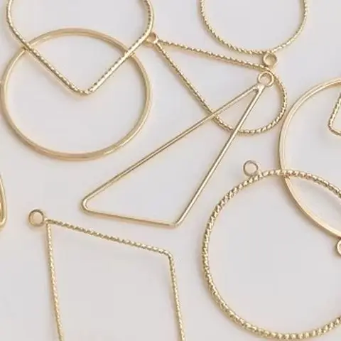 

14K Plated Gold Geometric Frame Pendant round Water Drop Triangle Heart Shape DIY Handmade Earrings Accessories