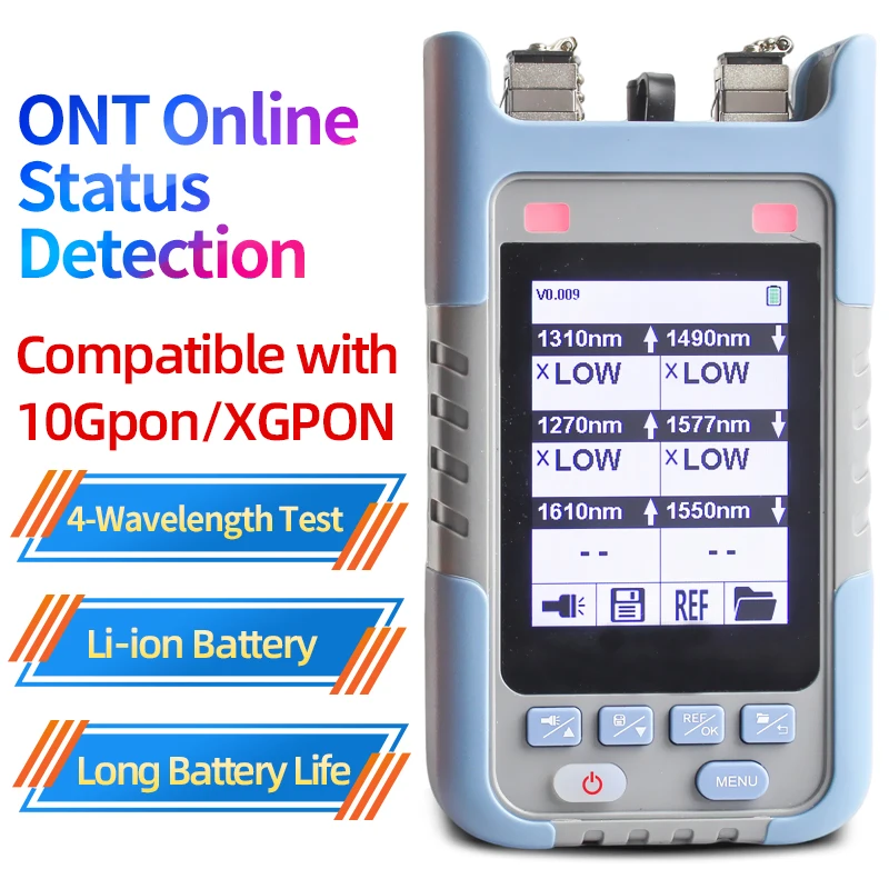 

Handheld FTTH Optical PON Power Meter OPM 1270/1310/1490/1550nm with VFL for 10GEPON XGPON XGSPON OLT/ONT Live Network Tester