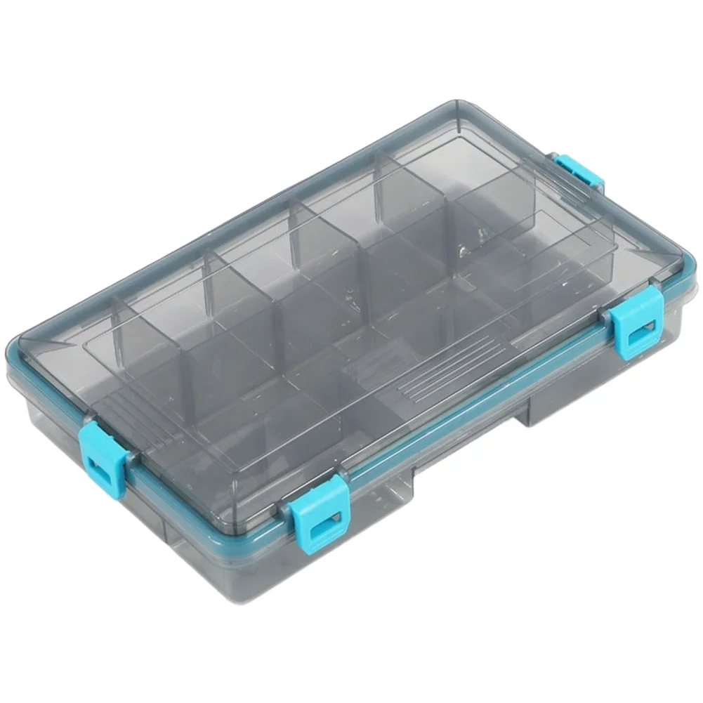 Plastic Fishing Bait Organizer with Waterproof Silicone Seal Configurable Divider Arrangement and Robust Latch System