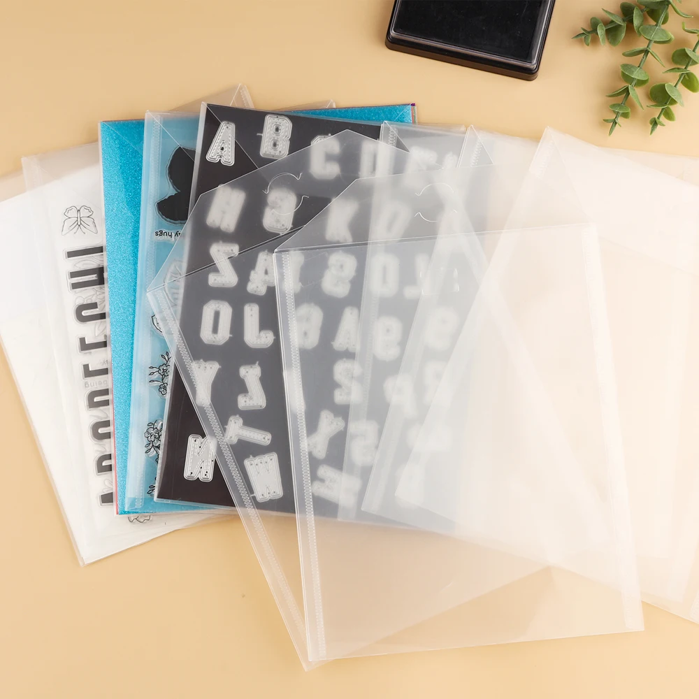 10-50Pcs Storage Pockets Envelopes Plastic Folder Bags for Storaging Dies Stamps Organizer Holders 19.3X23.9Cm Transparent Bags