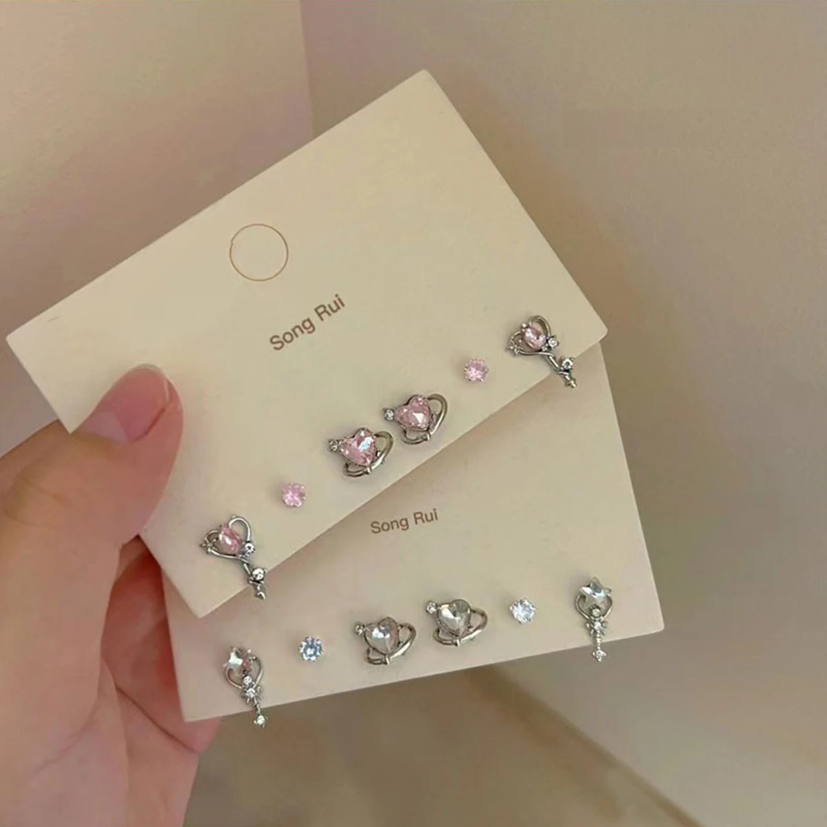 6pcs New Summer Collection Zircon Stud Earrings Piercing Jewelry for Women with Hypoallergenic & Simple Style Gift